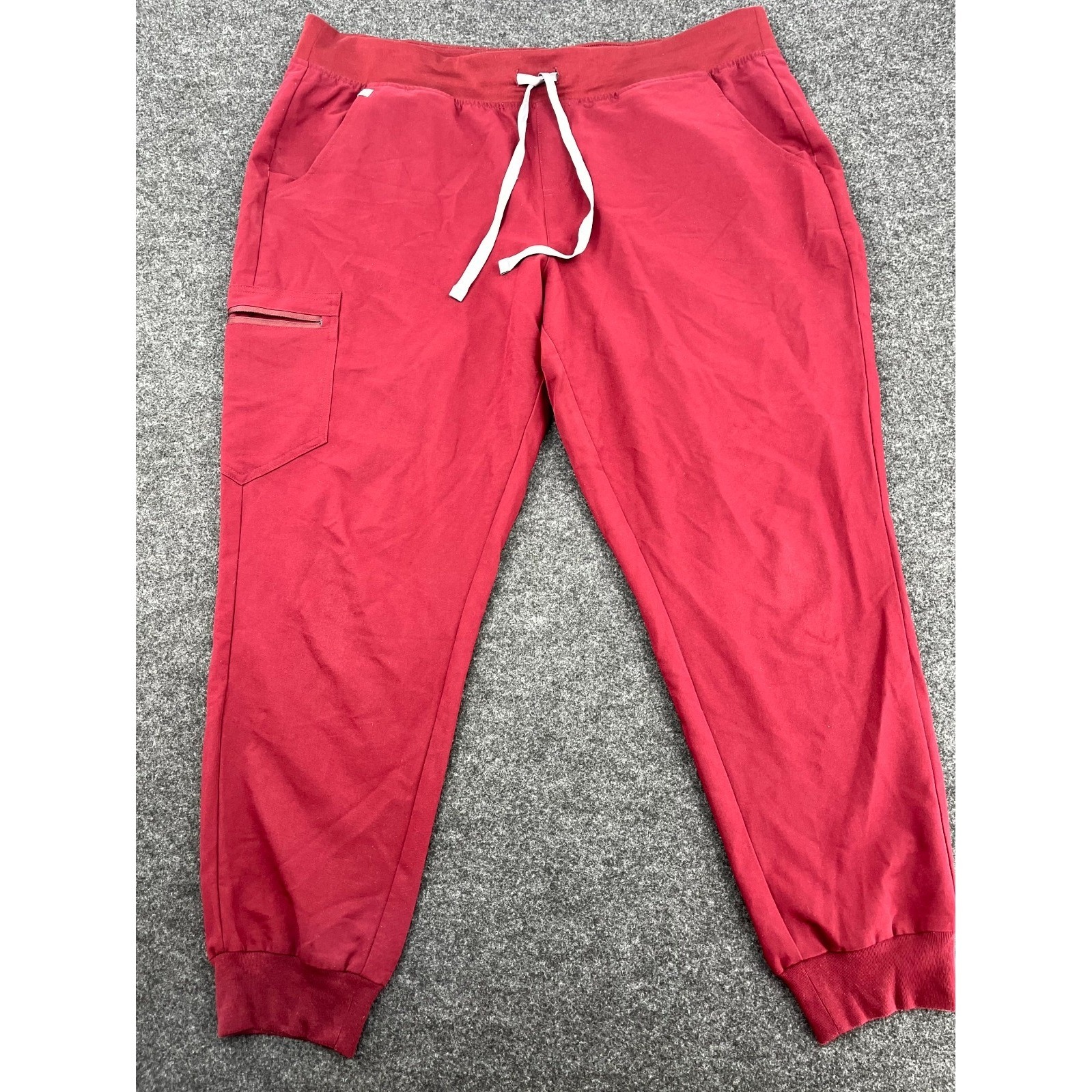 Figs Scrub Jogger Pants Womens 2xl Red Stretch High Rise Tapered Leg Medical